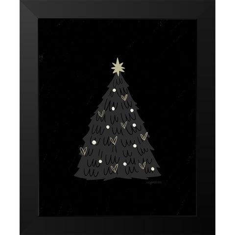 Christmas Tree Black Modern Wood Framed Art Print by Brown, Kyra