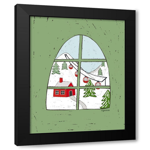 Winter Village Black Modern Wood Framed Art Print by Brown, Kyra