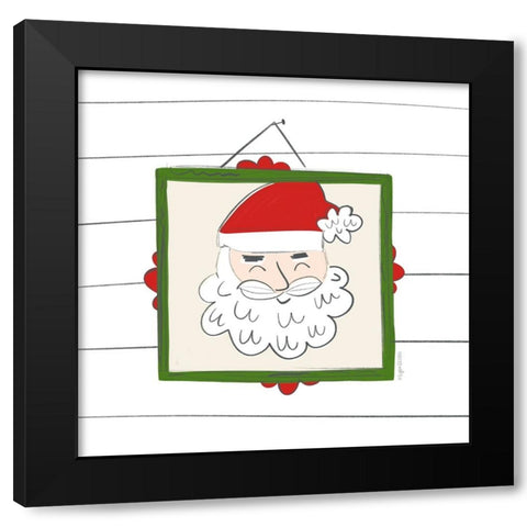Santa Claus Black Modern Wood Framed Art Print by Brown, Kyra