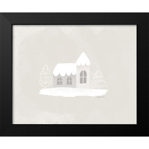 Winter Cottage Black Modern Wood Framed Art Print by Brown, Kyra