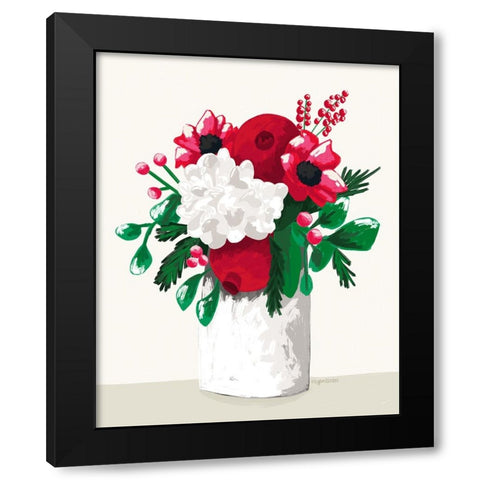 Christmas Floral II Black Modern Wood Framed Art Print with Double Matting by Brown, Kyra