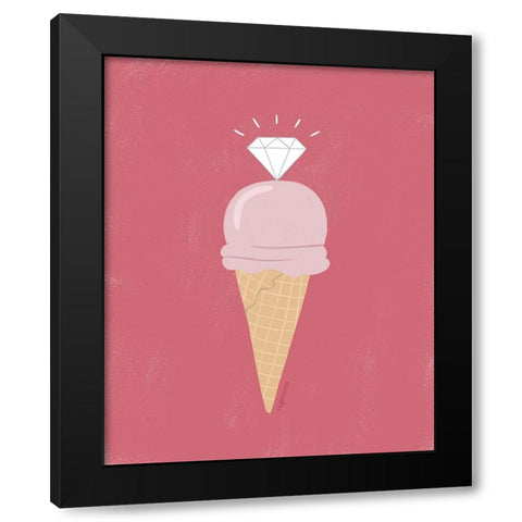 Pink Ice Cream Black Modern Wood Framed Art Print with Double Matting by Brown, Kyra