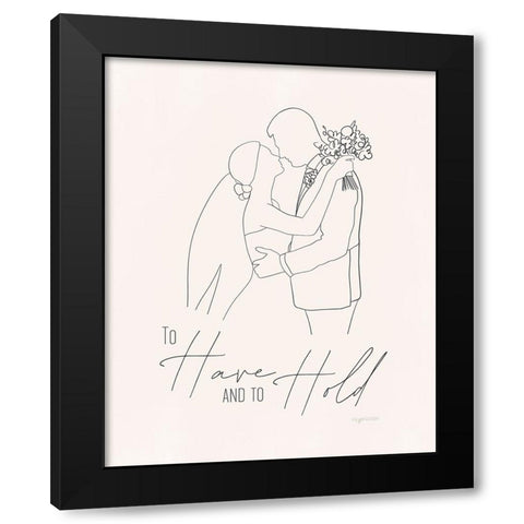 Bride and Groom Black Modern Wood Framed Art Print by Brown, Kyra