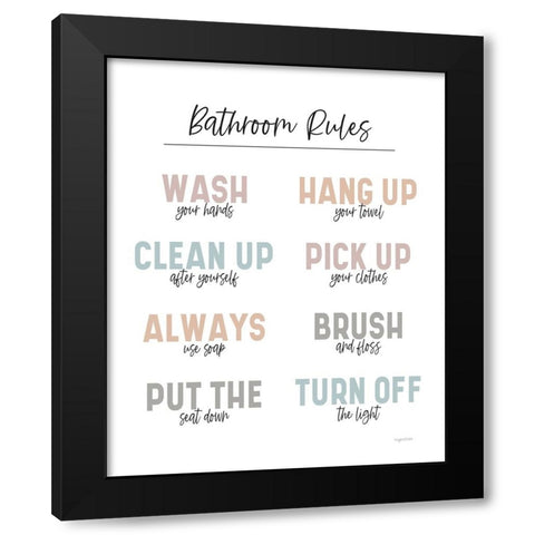 Bathroom Rules Black Modern Wood Framed Art Print with Double Matting by Brown, Kyra