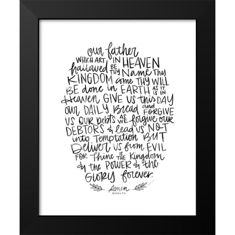 Lords Prayer Black Modern Wood Framed Art Print by Brown, Kyra