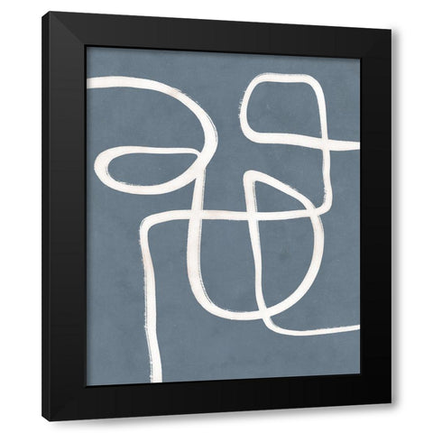 Freeflow Line I Black Modern Wood Framed Art Print with Double Matting by Blue, Nina