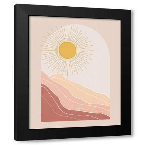 Boho Sun Black Modern Wood Framed Art Print by Blue, Nina