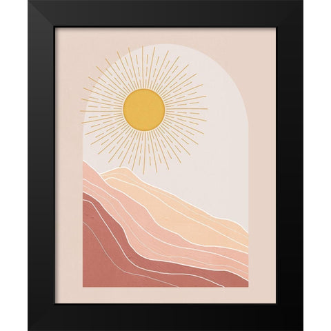 Boho Sun Black Modern Wood Framed Art Print by Blue, Nina