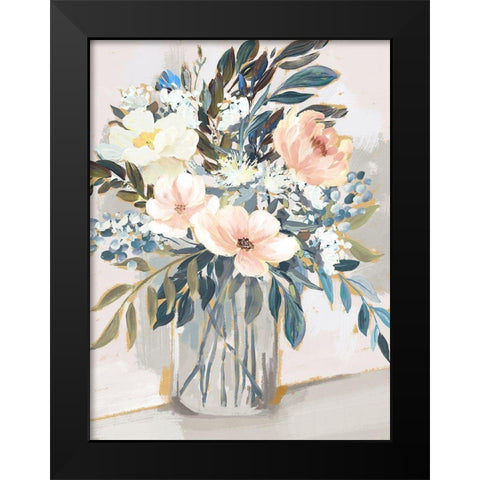 Neutral Bouquet Black Modern Wood Framed Art Print by Blue, Nina
