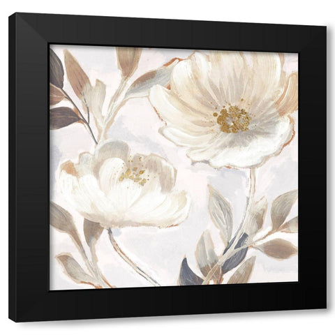 Whisper White Floral II Black Modern Wood Framed Art Print with Double Matting by Blue, Nina