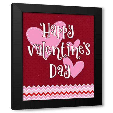 Happy Hearts Black Modern Wood Framed Art Print by Blue, Nina
