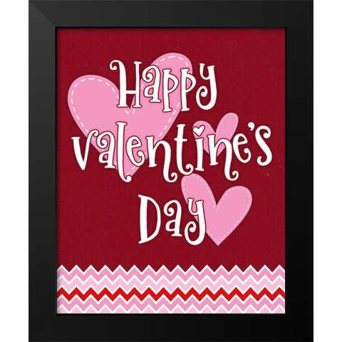 Happy Hearts Black Modern Wood Framed Art Print by Blue, Nina