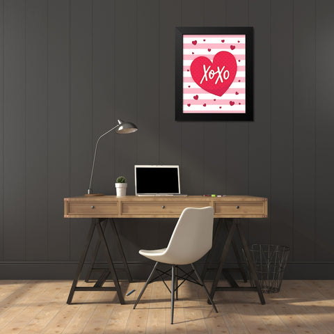 XoXo Black Modern Wood Framed Art Print by Blue, Nina