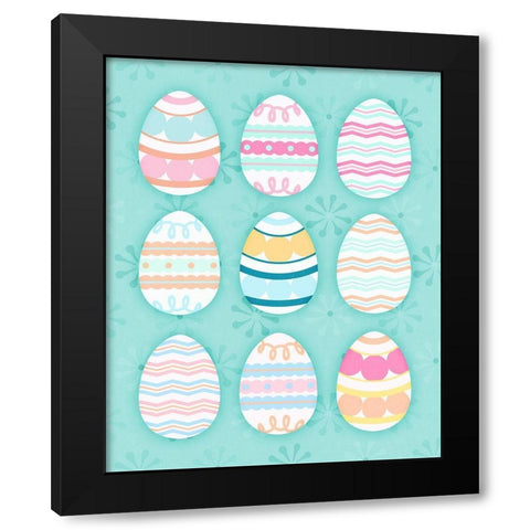 Easter Egg Blue Black Modern Wood Framed Art Print with Double Matting by Blue, Nina