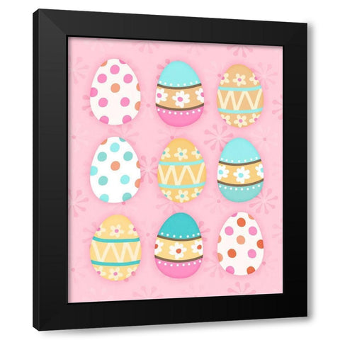 Easter Egg Pink Black Modern Wood Framed Art Print by Blue, Nina