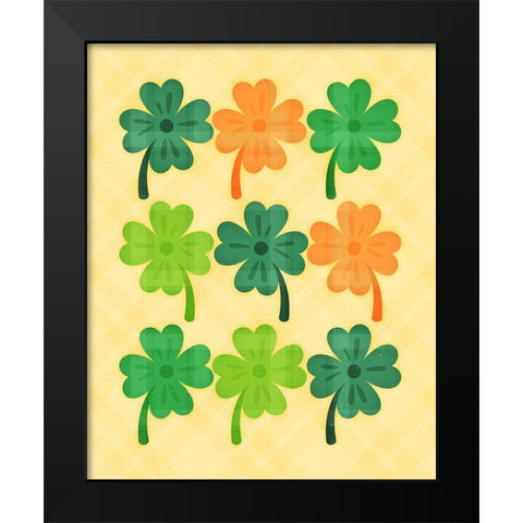 Shamrocks Black Modern Wood Framed Art Print by Blue, Nina