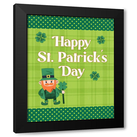 St. Patricks Day Black Modern Wood Framed Art Print by Blue, Nina