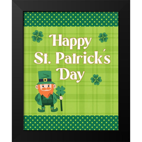 St. Patricks Day Black Modern Wood Framed Art Print by Blue, Nina