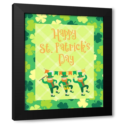 St. Patricks Day Parade Black Modern Wood Framed Art Print by Blue, Nina
