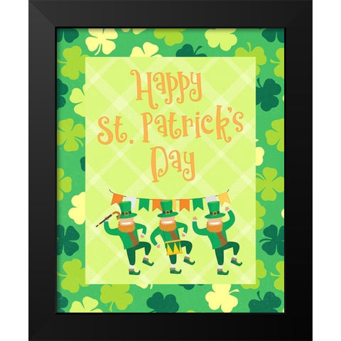 St. Patricks Day Parade Black Modern Wood Framed Art Print by Blue, Nina