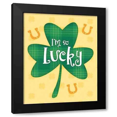 So Lucky Black Modern Wood Framed Art Print with Double Matting by Blue, Nina