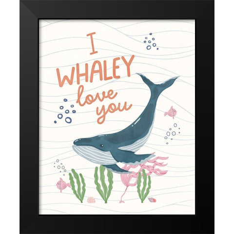 Whaley Love You Black Modern Wood Framed Art Print by Blue, Nina