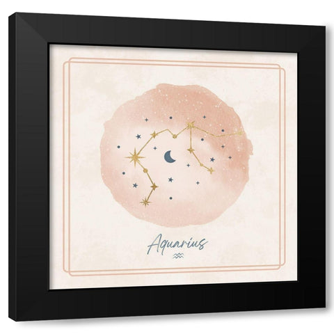 Aquarius Black Modern Wood Framed Art Print by Blue, Nina