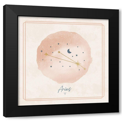 Aries Black Modern Wood Framed Art Print by Blue, Nina