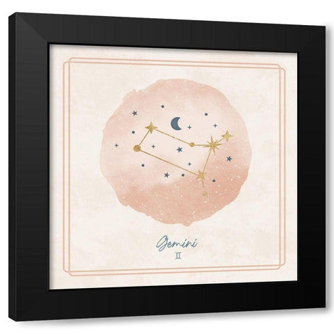 Gemini Black Modern Wood Framed Art Print by Blue, Nina