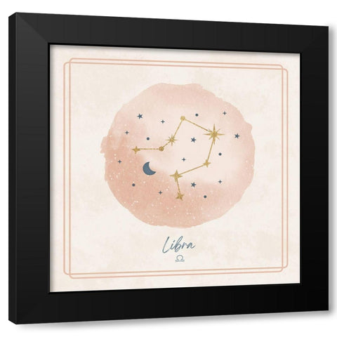 Libra Black Modern Wood Framed Art Print by Blue, Nina