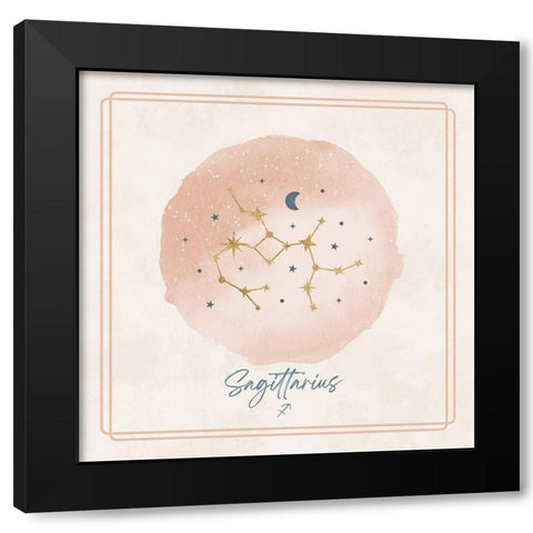 Sagittarius Black Modern Wood Framed Art Print by Blue, Nina