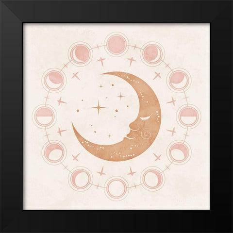 Boho Moon Black Modern Wood Framed Art Print by Blue, Nina