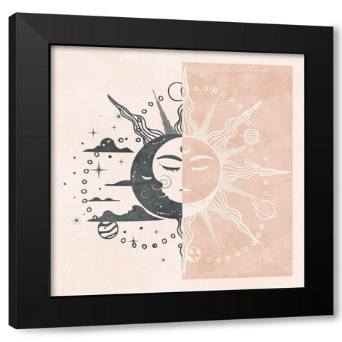 Sun and Moon Black Modern Wood Framed Art Print by Blue, Nina