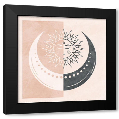 Sun and Moon II Black Modern Wood Framed Art Print by Blue, Nina