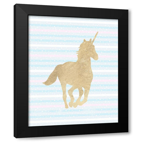 Gold Unicorn II Black Modern Wood Framed Art Print by Blue, Nina