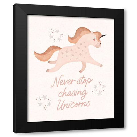 Chasing Unicorns Black Modern Wood Framed Art Print with Double Matting by Blue, Nina