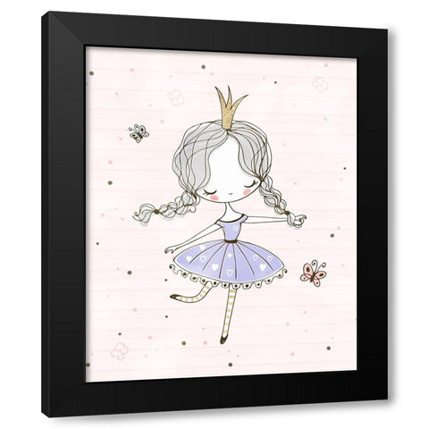 Cute Ballerina II Black Modern Wood Framed Art Print with Double Matting by Blue, Nina