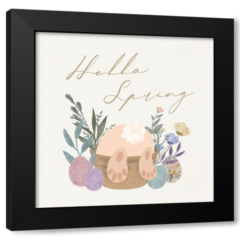 Hello Spring Black Modern Wood Framed Art Print by Blue, Nina