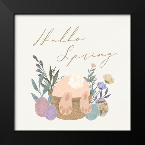 Hello Spring Black Modern Wood Framed Art Print by Blue, Nina