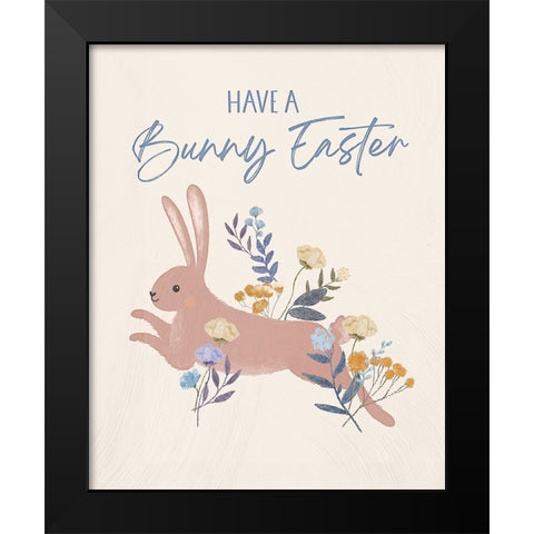 Bunny Easter Black Modern Wood Framed Art Print by Blue, Nina