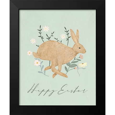 Happy Easter Black Modern Wood Framed Art Print by Blue, Nina