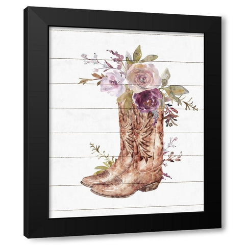 Boots Black Modern Wood Framed Art Print by Blue, Nina
