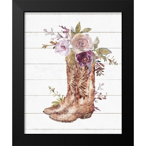 Boots Black Modern Wood Framed Art Print by Blue, Nina