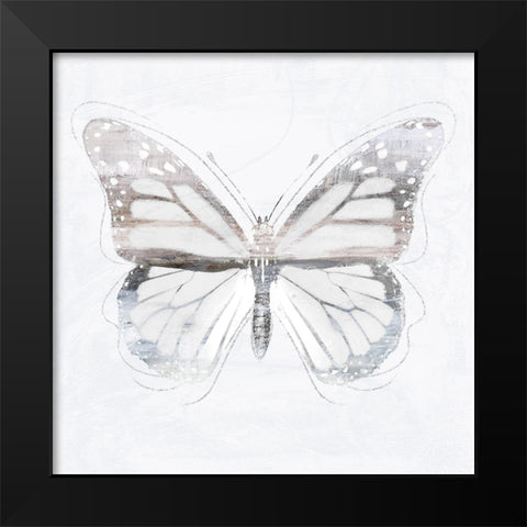 Silver Butterfly II Black Modern Wood Framed Art Print by Blue, Nina