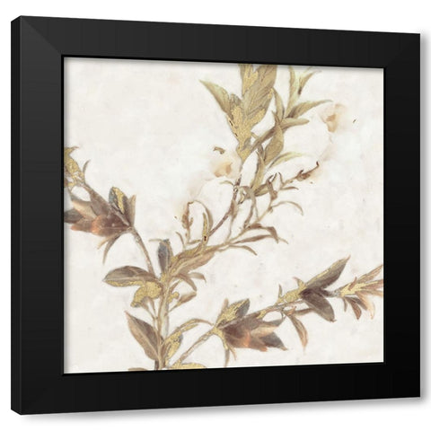 Elegant Leaves Black Modern Wood Framed Art Print with Double Matting by Blue, Nina