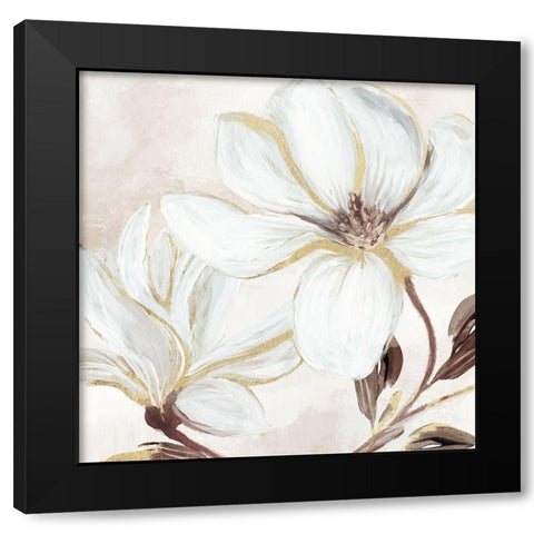 Elegant Magnolia Black Modern Wood Framed Art Print with Double Matting by Blue, Nina