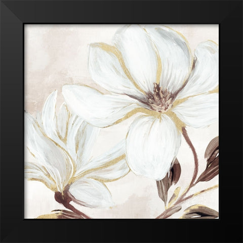 Elegant Magnolia Black Modern Wood Framed Art Print by Blue, Nina