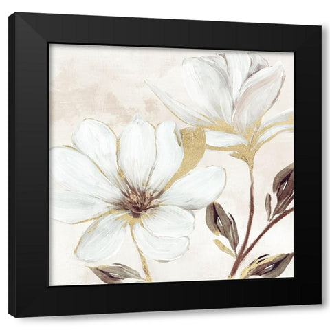 Elegant Magnolia Black Modern Wood Framed Art Print by Blue, Nina