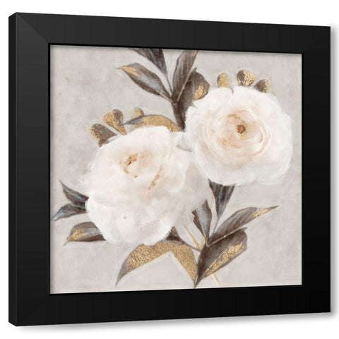 Peonies Black Modern Wood Framed Art Print with Double Matting by Blue, Nina