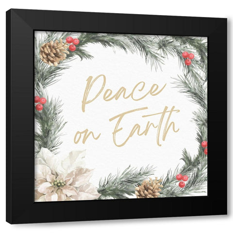 Peace on Earth Black Modern Wood Framed Art Print with Double Matting by Blue, Nina